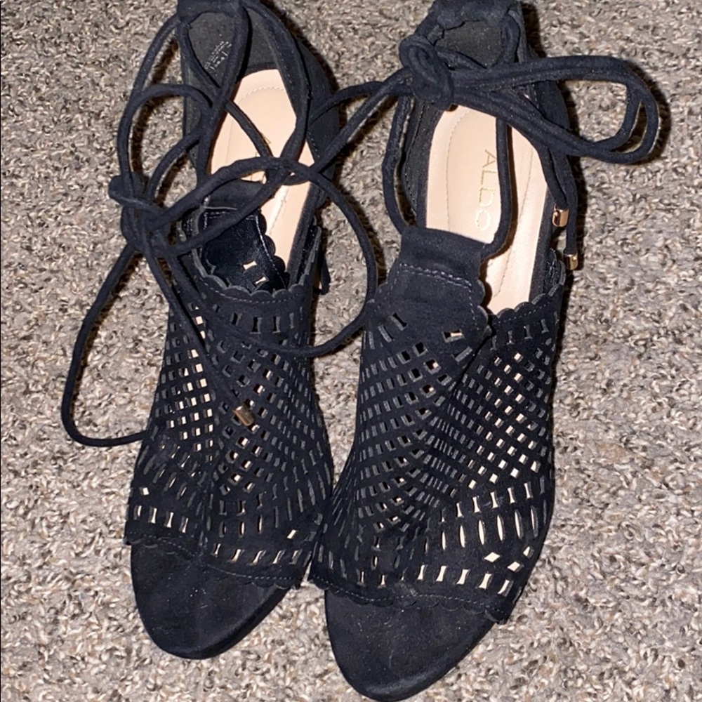 Aldo cage suede black stiletto